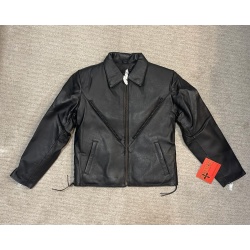 MC674 - Women's Black Leather Braided Jacket